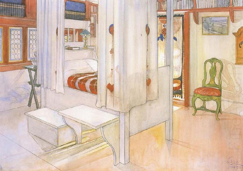 My Bedroom Watercolor, Carl Larsson